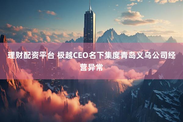 理财配资平台 极越CEO名下集度青岛义乌公司经营异常